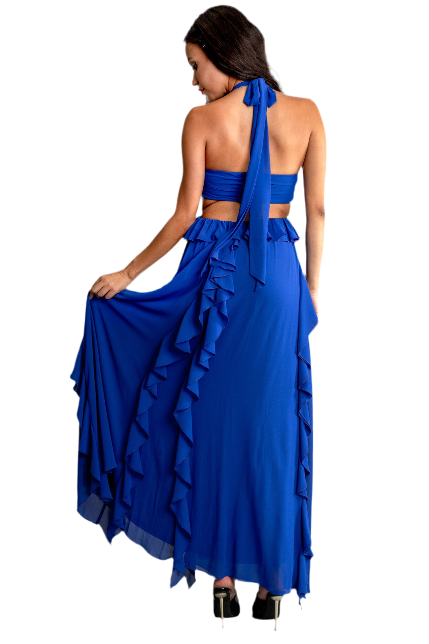 OCEAN RUFFLE GODDESS MAXI DRESS