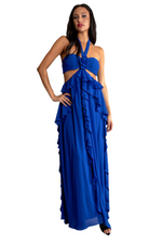 Load image into Gallery viewer, OCEAN RUFFLE GODDESS MAXI DRESS
