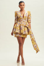 Load image into Gallery viewer, Violeta flower peplum dress
