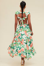 Load image into Gallery viewer, SUMMER FLOWER RUFFLE DRESS
