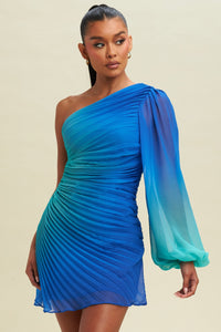 Azure Elegance One-Shoulder Dress