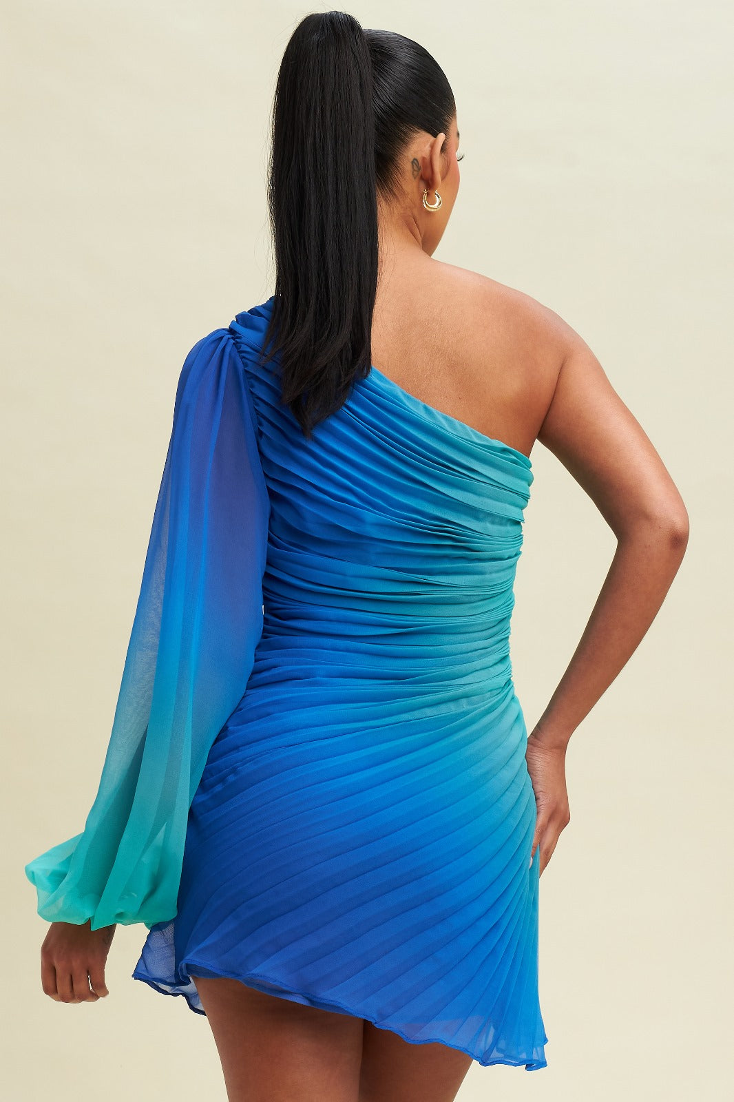 Azure Elegance One-Shoulder Dress