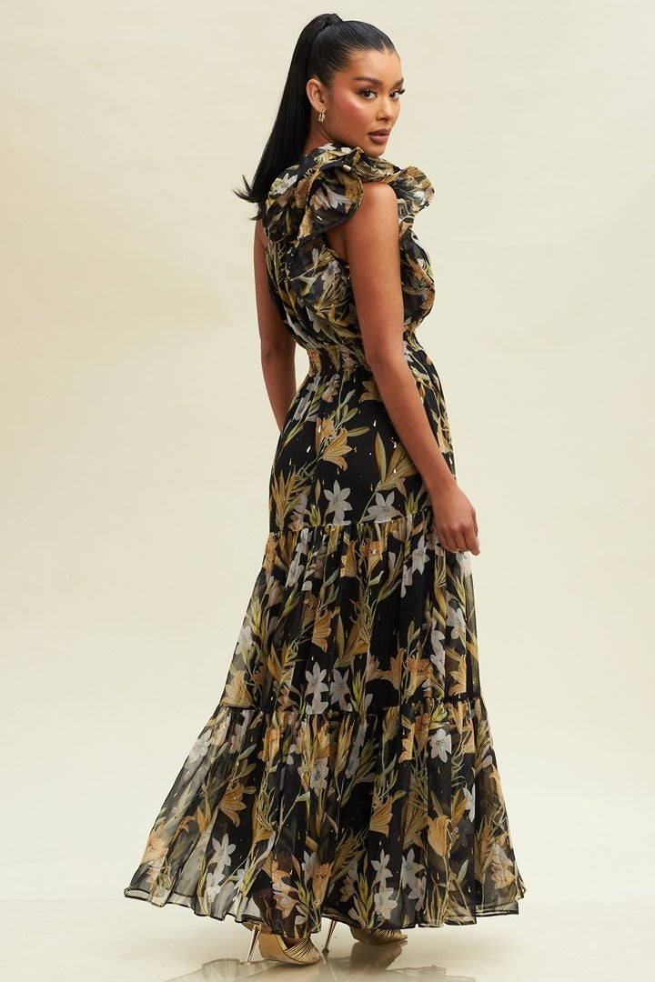 Golden Flora Maxi dress