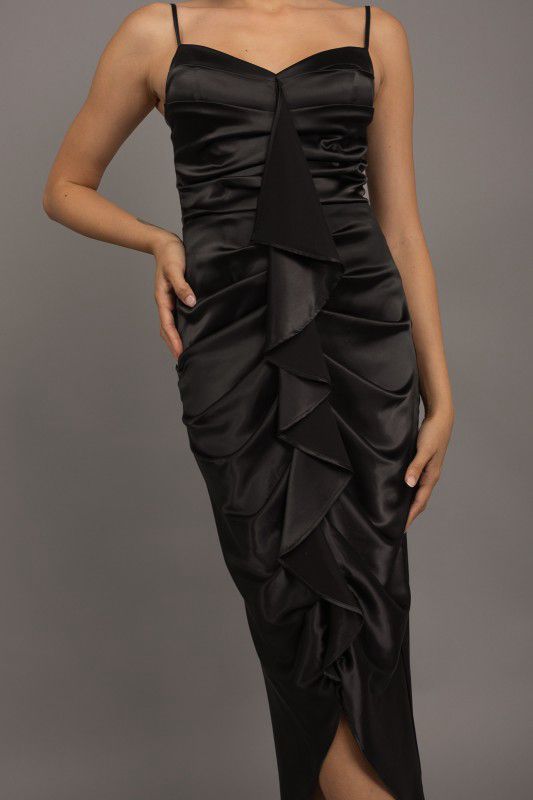 Lorena Satin Ruffle Dress